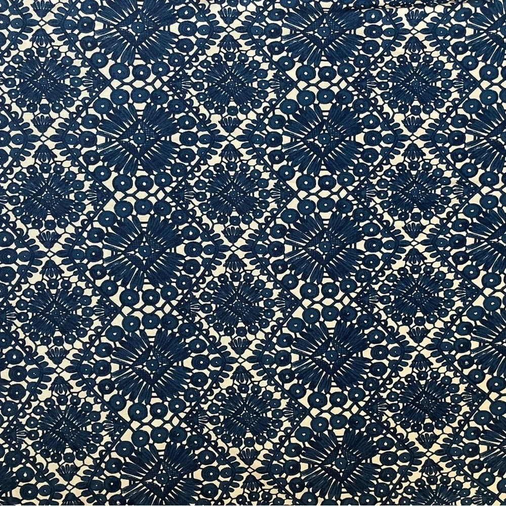 TORY Burch Women's 100% Silk Blue White Geometric Pattern Dress Size Small - Picture 10 of 12